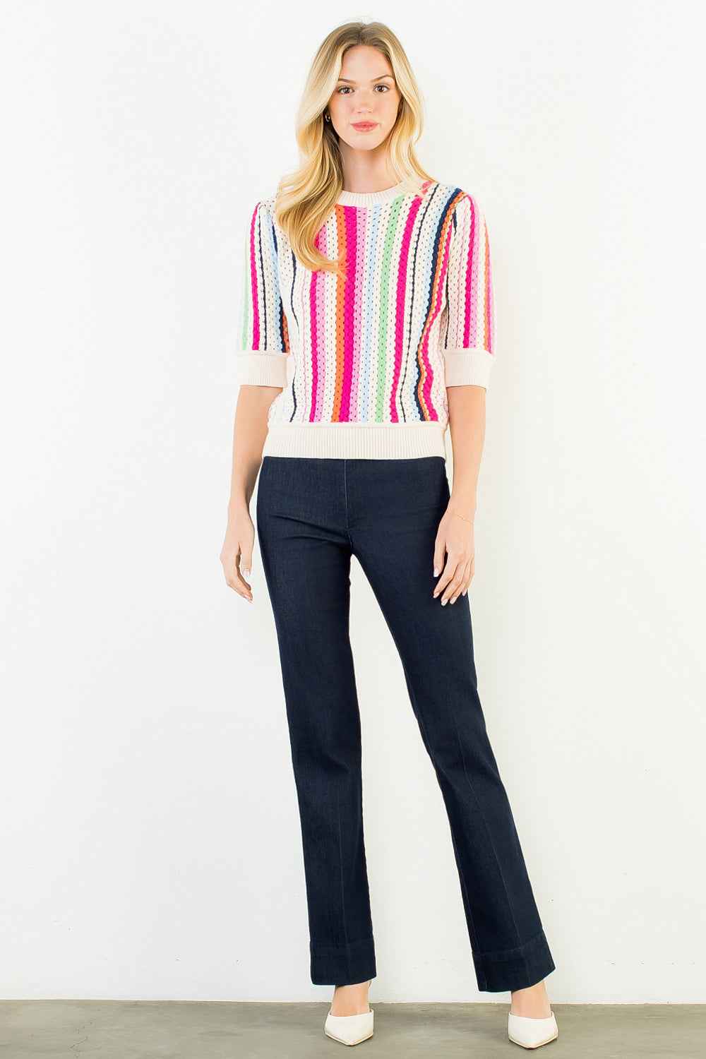 Bellamy Multi Stripe Knit Crochet Top