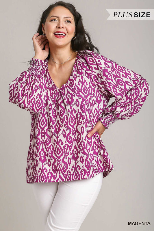 Curvy Pearl Cove Abstract Top (Magenta)