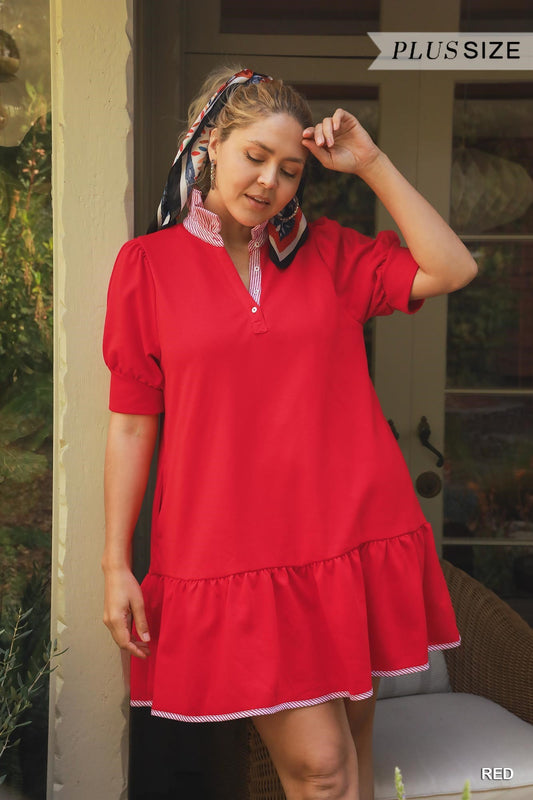 Curvy Walk In The Park Dress - Red