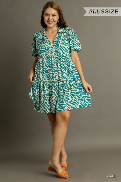 Curvy Feeling The Sun Animal Print Dress (Jade)