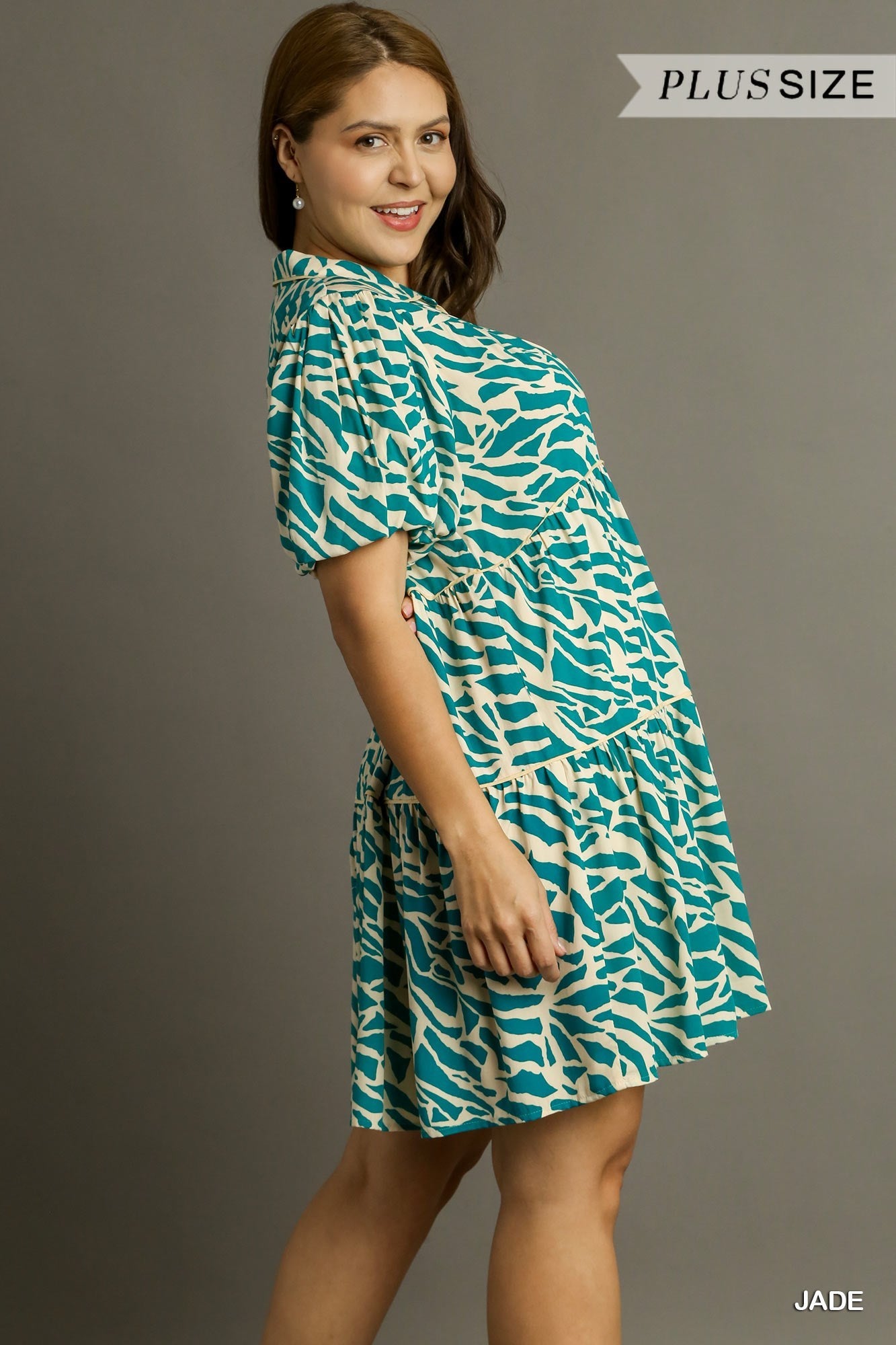 Curvy Feeling The Sun Animal Print Dress (Jade)