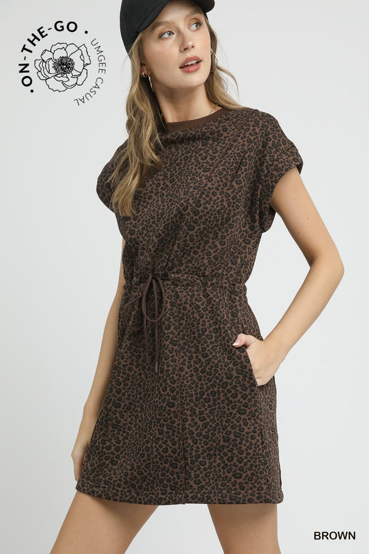 Jolie Leopard Print Dress - Brown