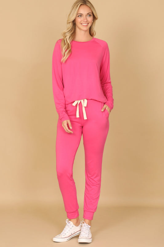 Curvy Wild Willow Jogger Set (Fuchsia)