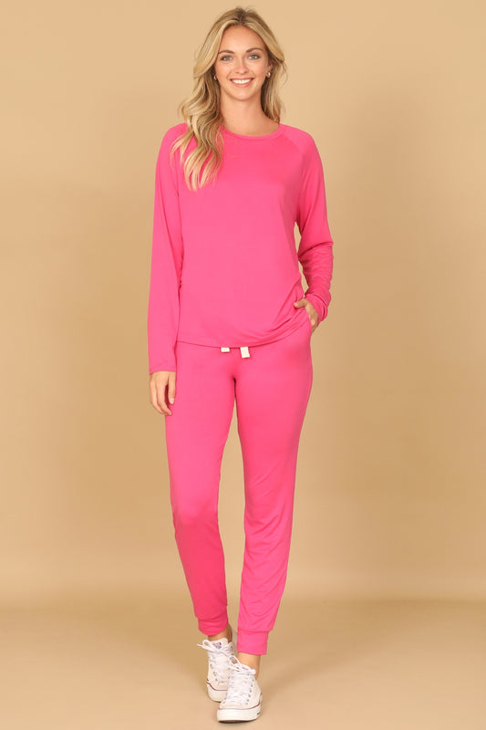 Curvy Wild Willow Jogger Set (Fuchsia)