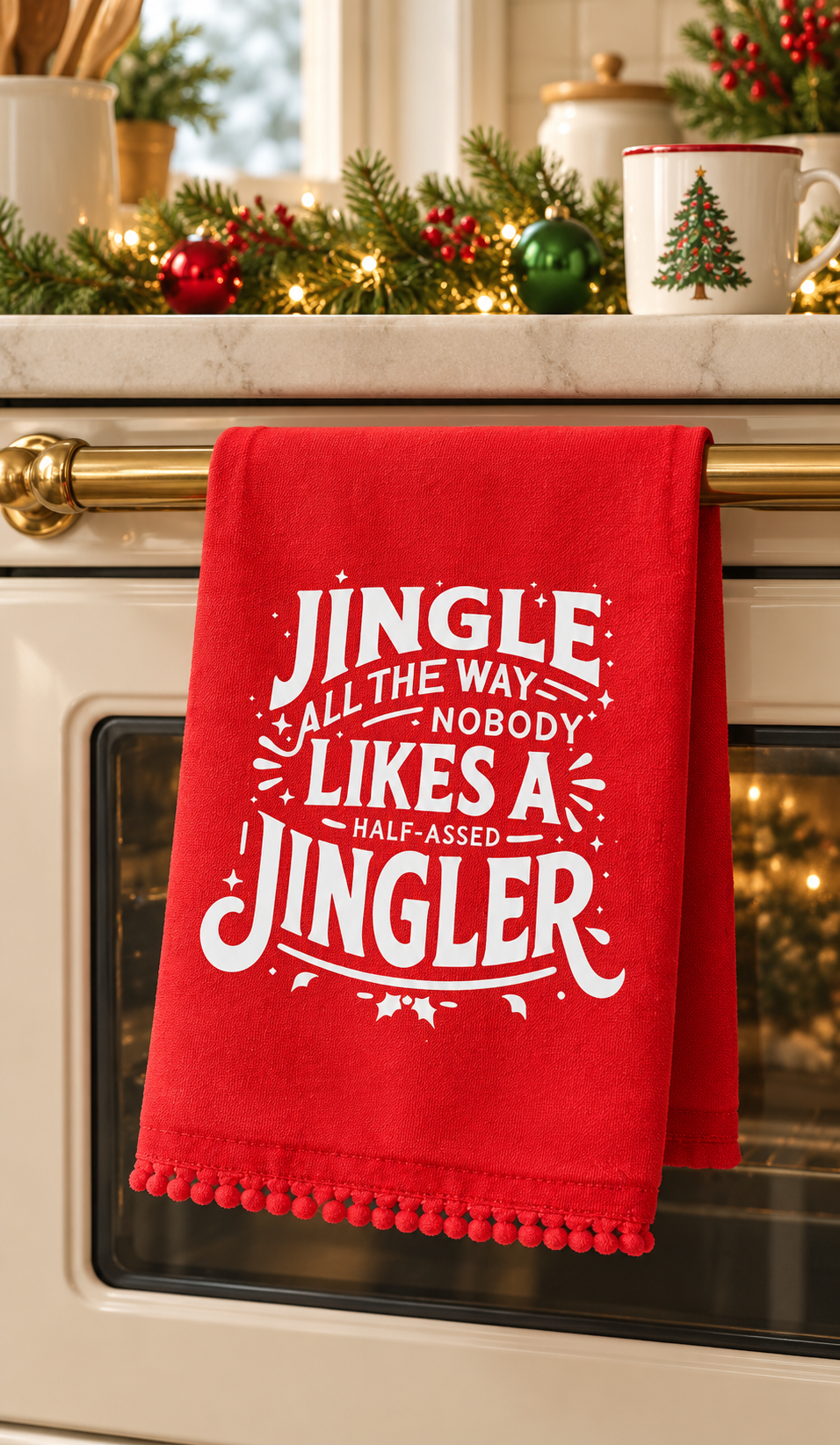 The Christmas Cheer Tea Towel | Festive & Funny Holiday Kitchen Towel