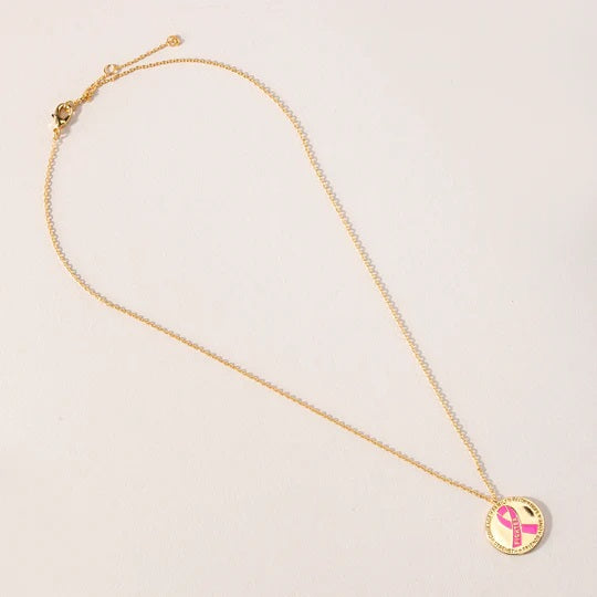 Circle of Power Necklace (Breast Cancer Ribbon) - Delta Swanky Girl