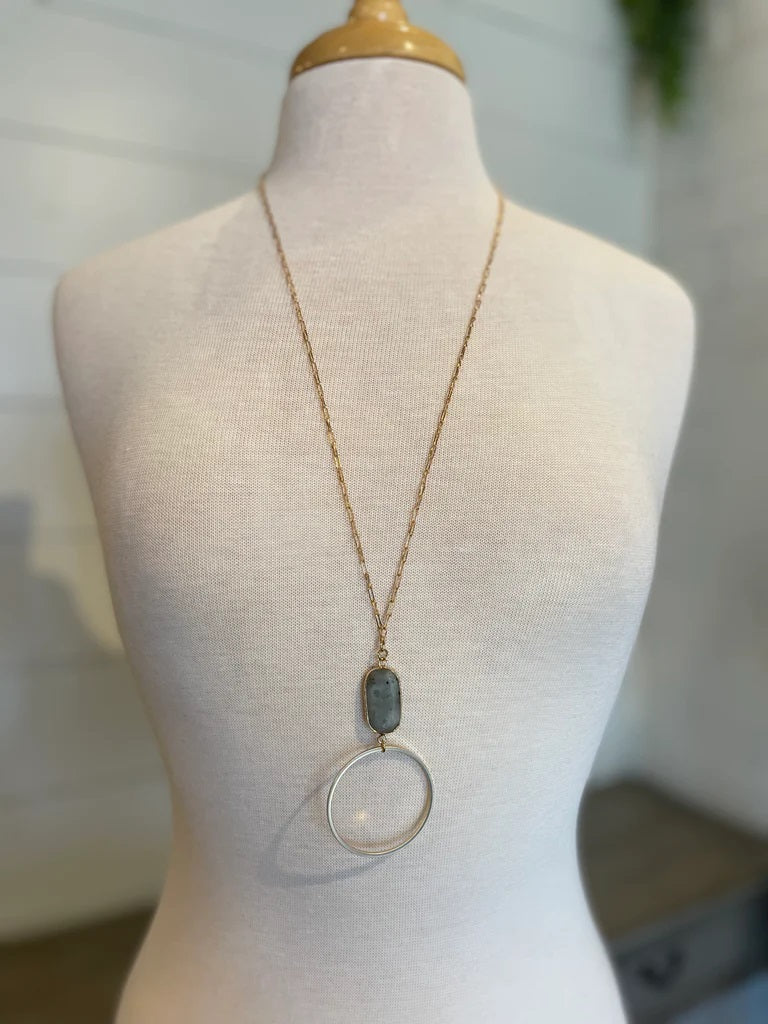 Circle of Life Necklace (Grey Stone) - Delta Swanky Girl