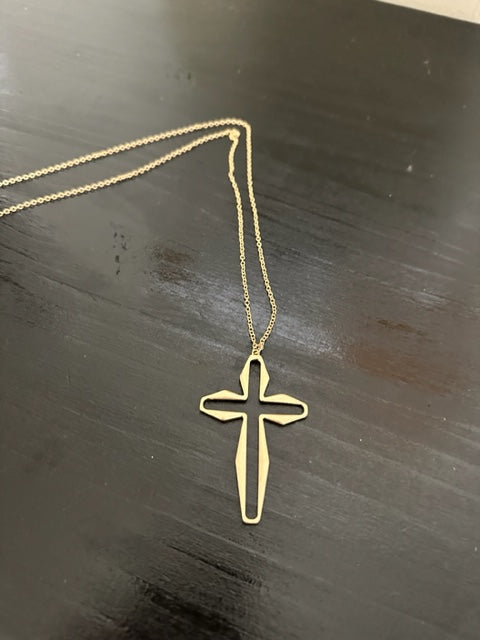 Evening Crossover Cross Necklace (Gold) - Delta Swanky Girl