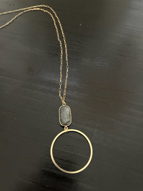 Circle of Life Necklace (Grey Stone) - Delta Swanky Girl