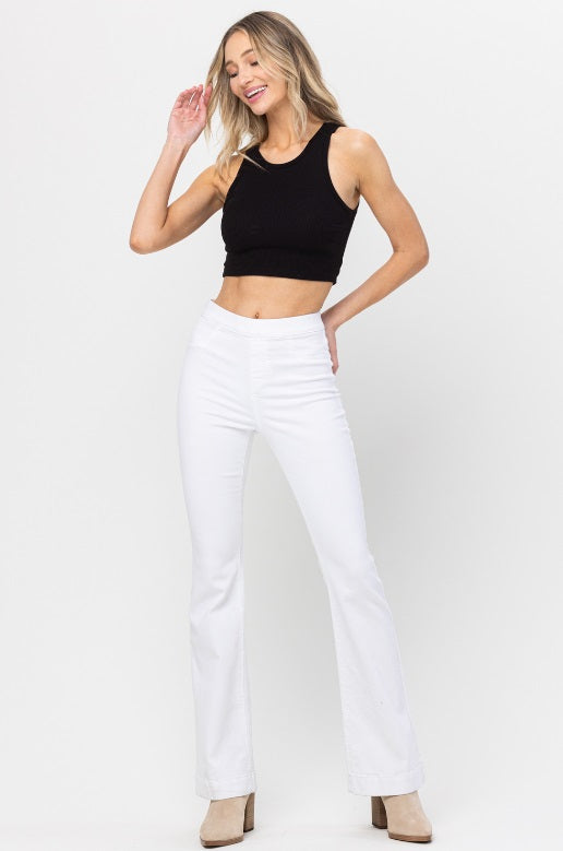 Frilly Flare Jeans (White) - Delta Swanky Girl