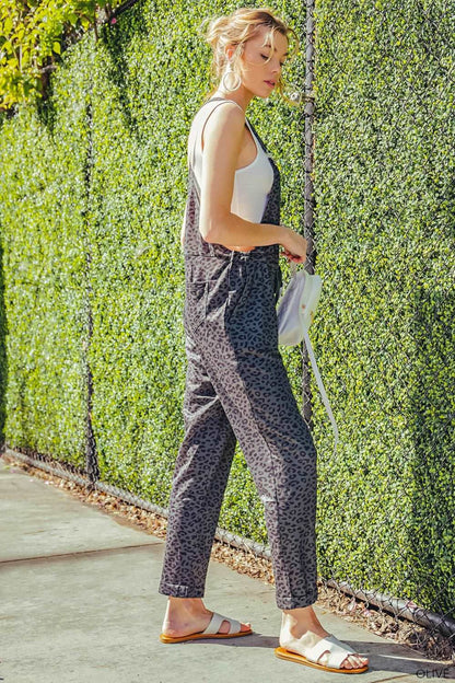 The Sassy Overalls (Olive Leopard)