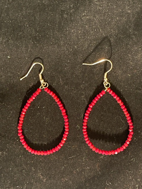 Beaded Loop Earring (Red) - Delta Swanky Girl