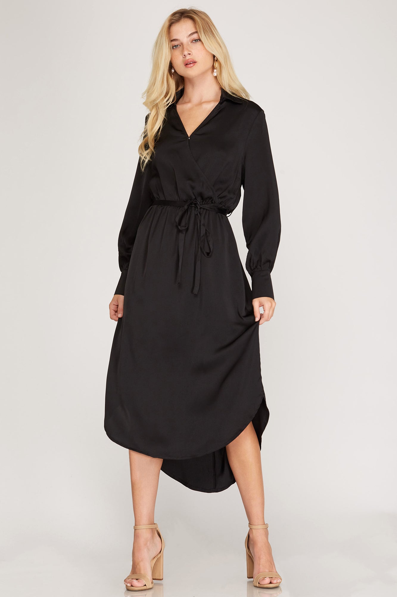 Totally Stunner Midi Dress (Black) - Delta Swanky Girl