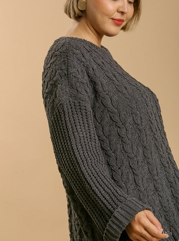 Curvy Above Basic Sweater (Ash) - Delta Swanky Girl